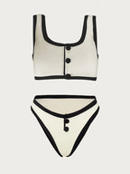 Black and white minimalist split swimsuit for women small fragrant bikini