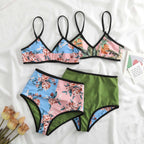 Vintage Bikini Double Sided Printed Mid Rise Swimwear for Women in Europe and America Bikini Mesh Long Dress
