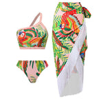 New Women's Swimwear Bikini Swimsuit Sexy Summer Beach Wear Skirt One Shoulder Bikinis Set Tassel Bathing Suit Dress