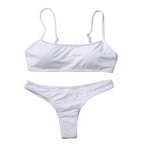 Summer Women Solid Bikini Set Push-up UnPadded Bra Swimsuit Swimwear Triangle Bather Suit Swimming Suit biquini