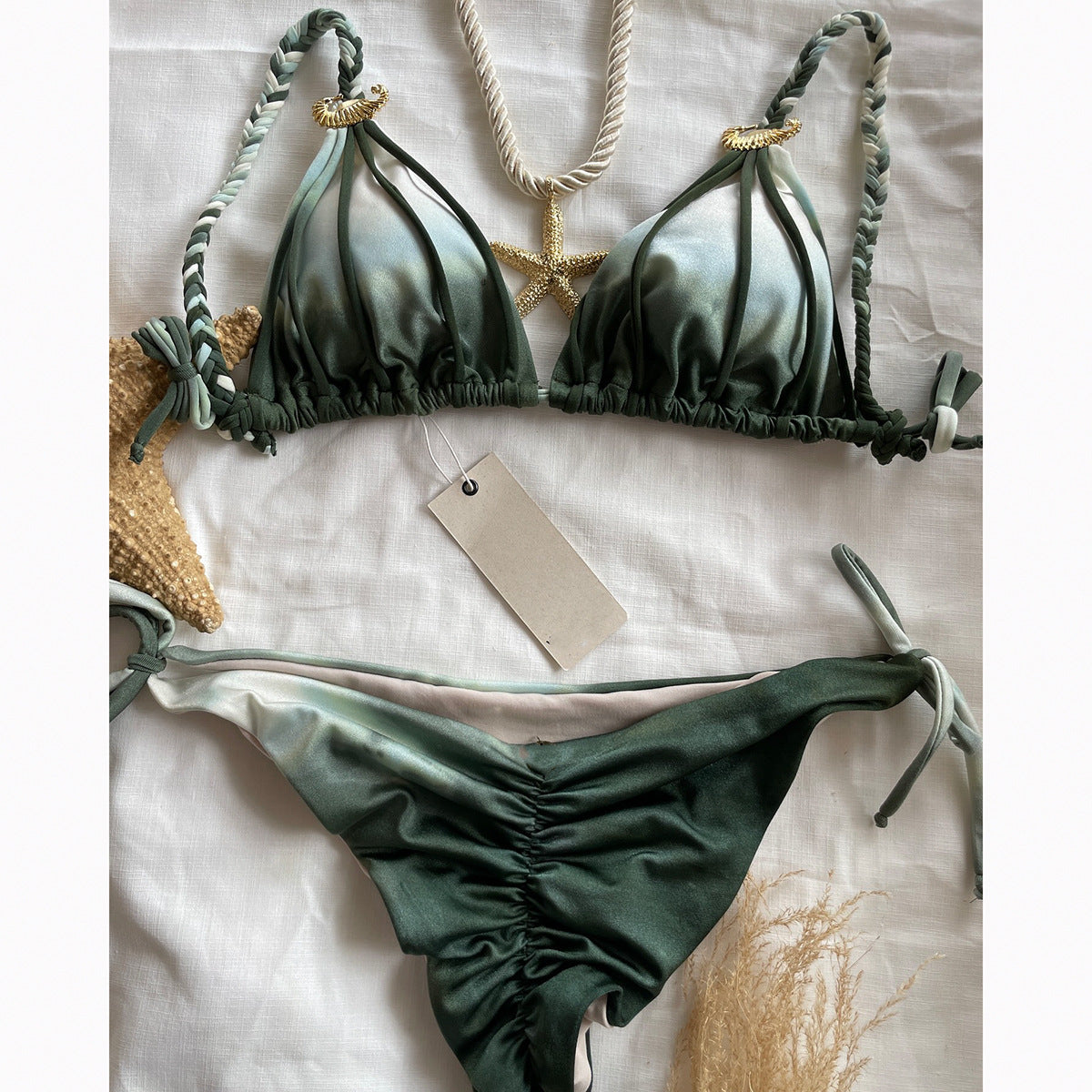 Sexy Triangle Cup Drawstring Tied Cross-Border Separated Swimsuit for Women