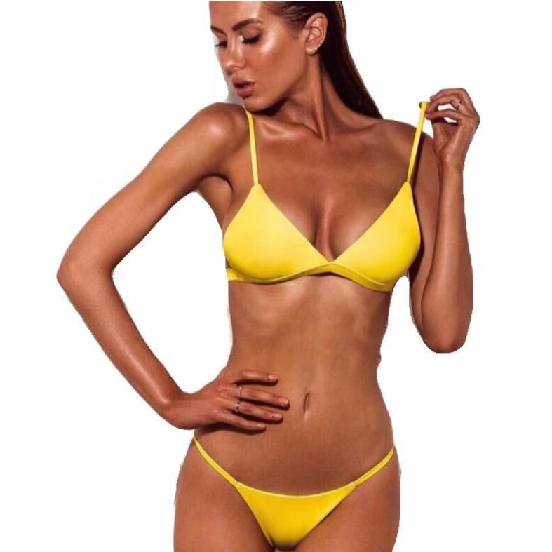 Fashionable and sexy bikini new women's split solid color swimsuit