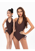 Bikini New Sexy Solid Color One-Piece Parent-Child Swimsuit Bikini