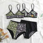 Vintage Bikini Double Sided Printed Mid Rise Swimwear for Women in Europe and America Bikini Mesh Long Dress