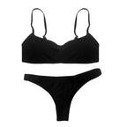 Summer Women Solid Bikini Set Push-up UnPadded Bra Swimsuit Swimwear Triangle Bather Suit Swimming Suit biquini