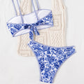 Cross-border Separated Tube Top Removable Thin Shoulder Strap Printed Swimsuit Set Bikini Set