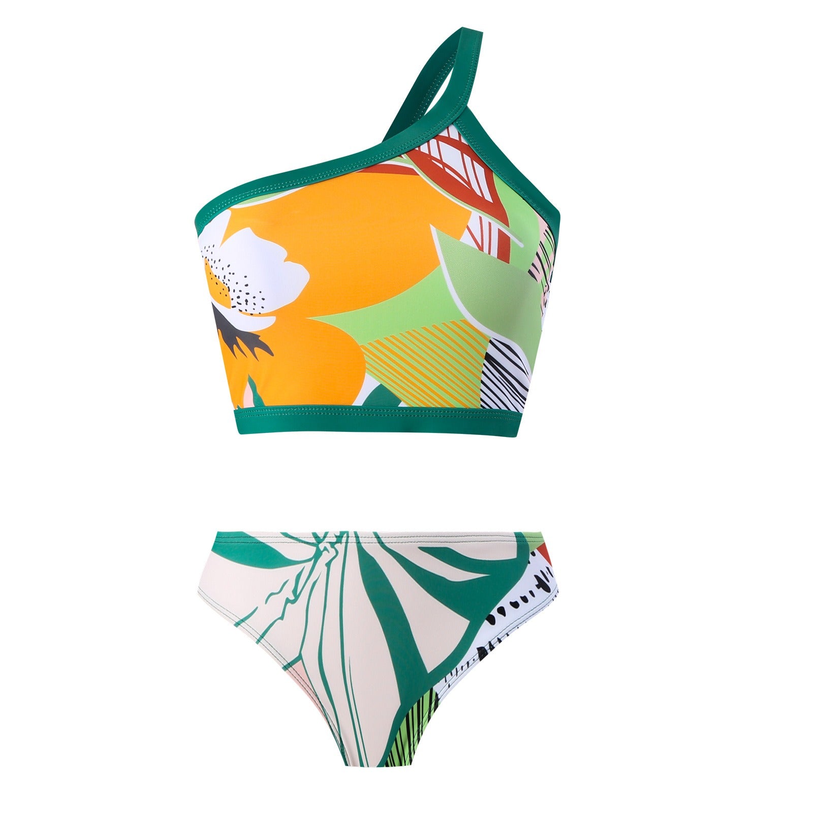 New Women's Swimwear Bikini Swimsuit Sexy Summer Beach Wear Skirt One Shoulder Bikinis Set Tassel Bathing Suit Dress