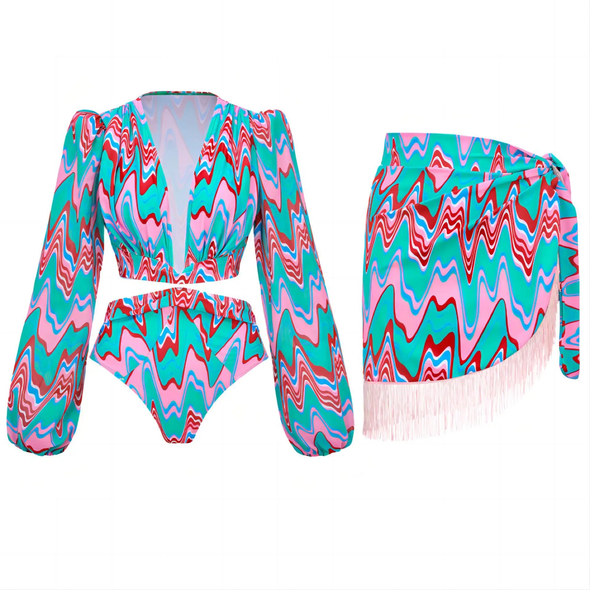 One Piece Swimsuit Bow Tie Shoulder Strap Swimwear Women Tassel Skirt Beachwear Luxury Bathing Suit 2024 New Beach Wear Vacation
