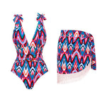 One Piece Swimsuit Bow Tie Shoulder Strap Swimwear Women Tassel Skirt Beachwear Luxury Bathing Suit 2024 New Beach Wear Vacation