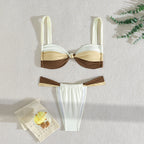 New European and American Style Bikini Cross-border Export Spliced Strap Sexy Two-piece Swimsuit for Women