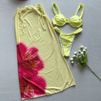 Three-Piece Bikini Set Sexy  Style Printed Separate Women's Swimsuit