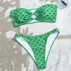 Bikini Blue and White Porcelain Print Tube Top Sexy Swimsuit for Women