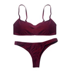 Summer Women Solid Bikini Set Push-up UnPadded Bra Swimsuit Swimwear Triangle Bather Suit Swimming Suit biquini