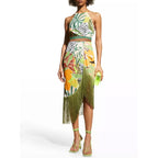 New Split Swimsuit Female Conservative Belly Thin Skirt Spa Tassel Beach Skirt Bikini