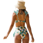 Women's one-piece swimsuit high-waist bikini tube top suspender belt pressed line European and American sexy