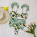 Women's one-piece swimsuit high-waist bikini tube top suspender belt pressed line European and American sexy