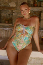 Print Halter Tie-Up Two-Piece Swimsuit Women's Sexy Bikini Beach Set