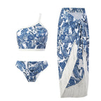 New Women's Swimwear Bikini Swimsuit Sexy Summer Beach Wear Skirt One Shoulder Bikinis Set Tassel Bathing Suit Dress
