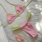 Print Separated Metal Swimwear Triangle Cup Bikini Swimsuit for Women